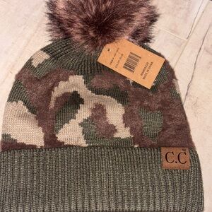C.C Camo Pom-Pom Beanie - Green and Brown
